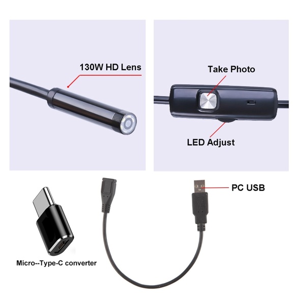 7mm Endoscope Camera Type-C Android Borescope Inspection Camera Waterproof Smart - Picture 5 of 5